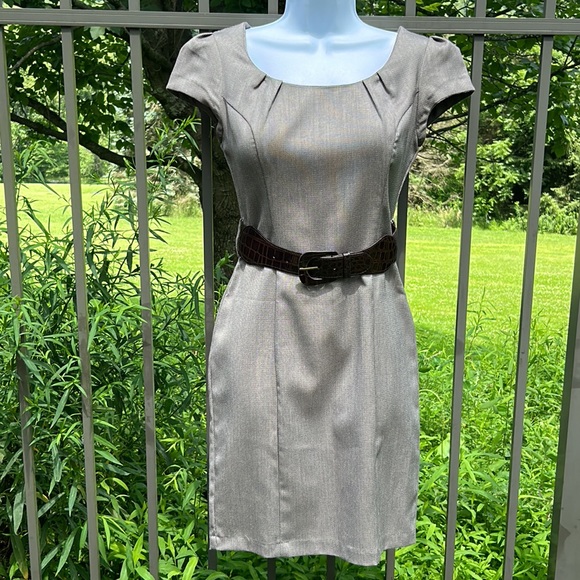 NWOT BCX 2 Piece Brown Dress & Jacket Suit with Belts Size 5 / M - Picture 2 of 16